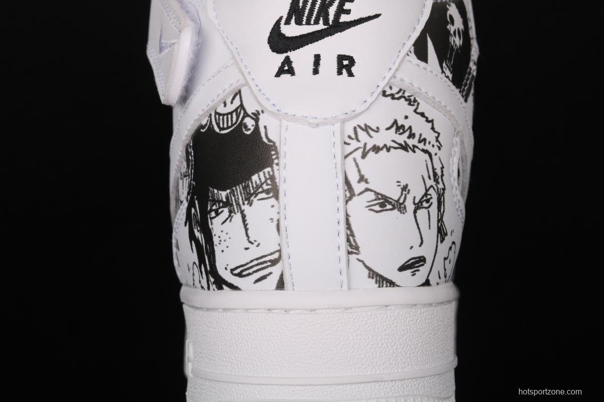 NIKE Air Force 1 High'07 Sea Thief King cartoon black and white cartoon high top board shoes AQ8020-100