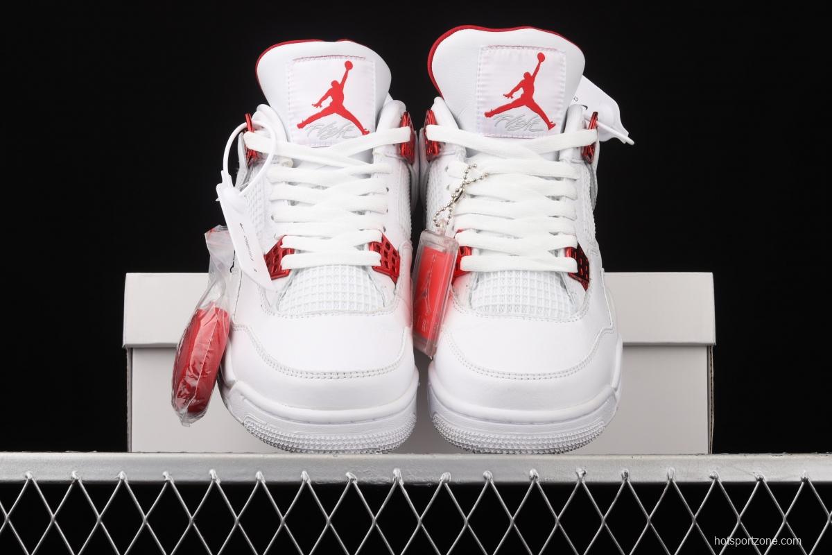 Air Jordan 4 Red Metallic white and red front floor basketball CT8527-112