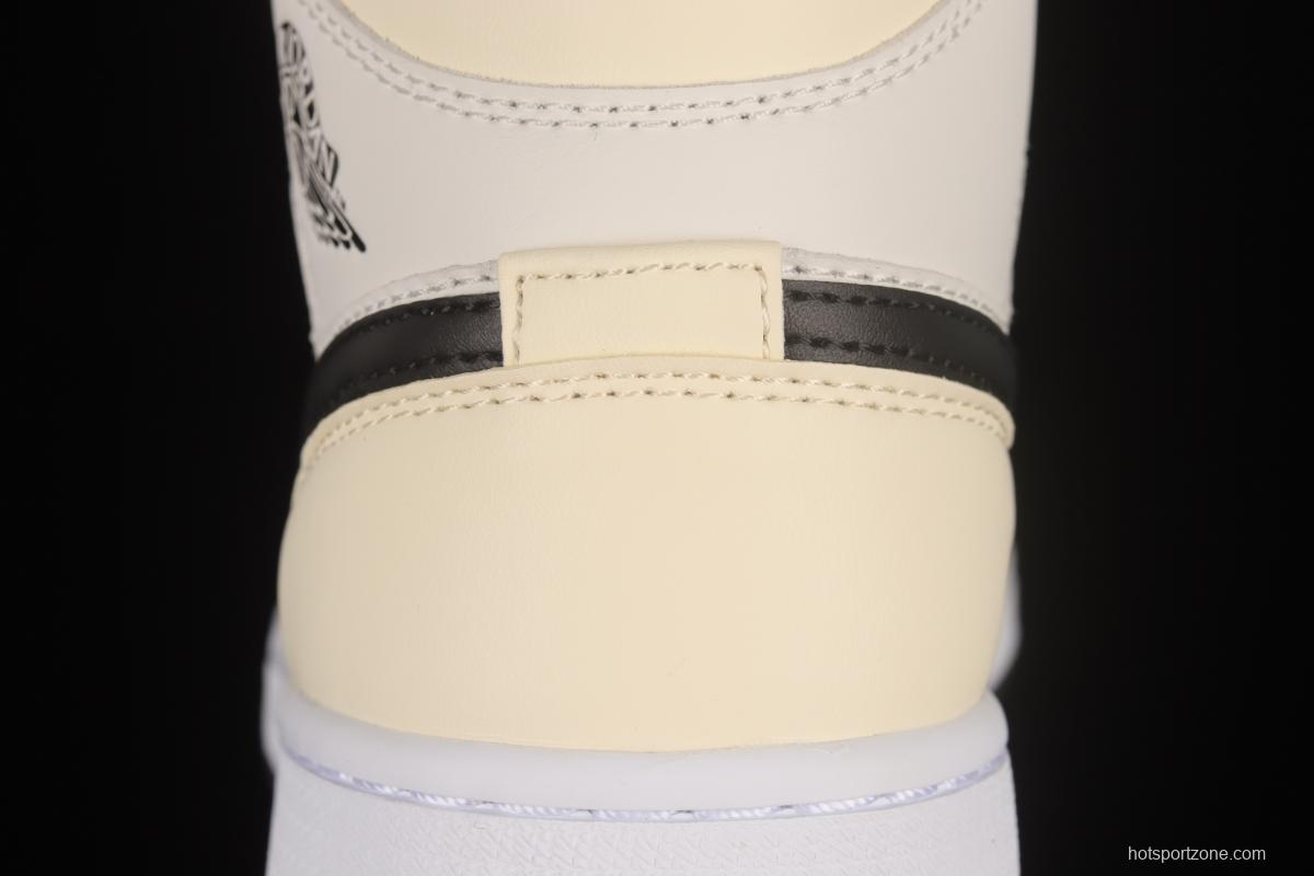 Air Jordan 1 Mid milk white coconut milk Zhongbang basketball shoes BQ6472-121