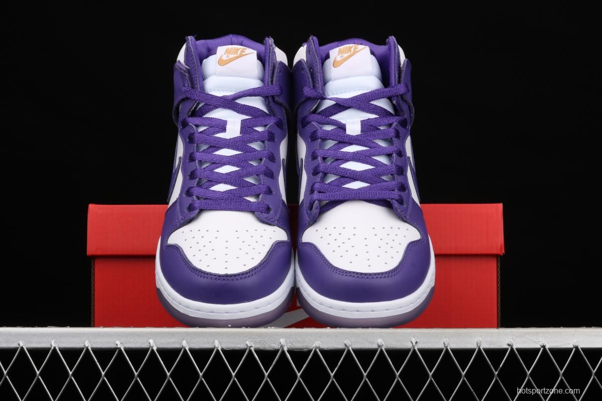 NIKE SB DUNK High Varsity Purple dunk series white and purple color retro high top leisure sports skateboard shoes DC5382-100