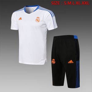 21 22 Real Madrid Short SLEEVE White （With Cropped Trousers）S-2XL D592#