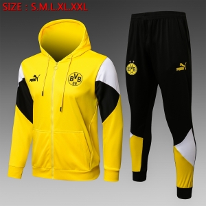 21 22 Borussia Dortmund Full Zipper Tracksuit Hoodie Yellow S-2XL F332#