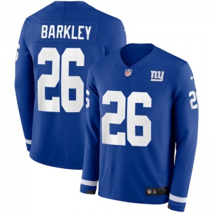 Men's Saquon Barkley Blue Therma Long Sleeve Player Limited Team Jersey