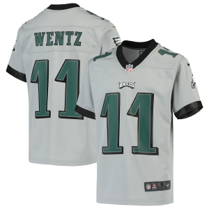 Youth Carson Wentz Silver Inverted Player Limited Team Jersey