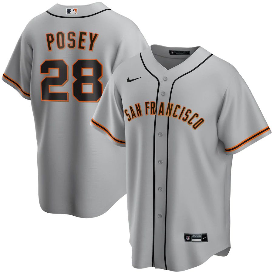 Men's Buster Posey Gray Road 2020 Player Team Jersey