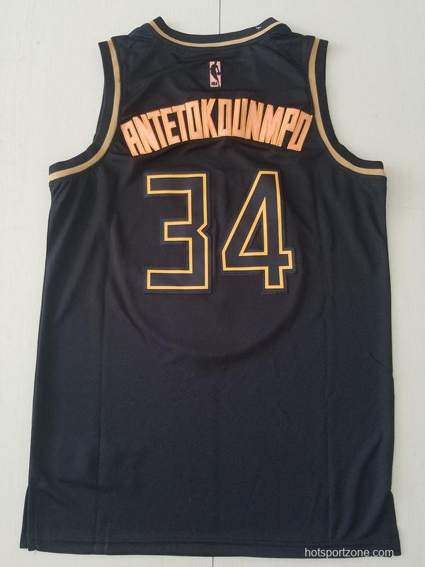 Giannis Antetokounmpo 34 Black Golden Edition Jersey