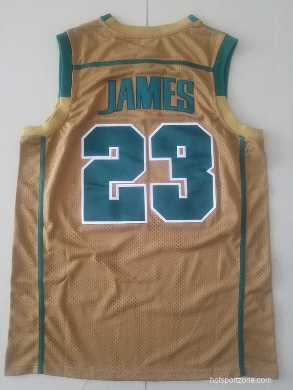 LeBron James 23 Irish High School Yellow Basketball Jersey