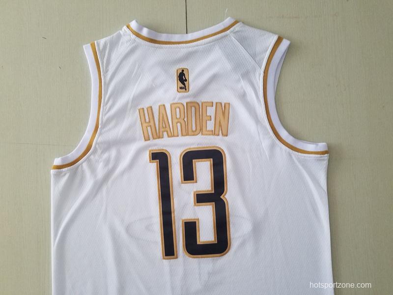 James Harden 13 White Golden Edition Jersey