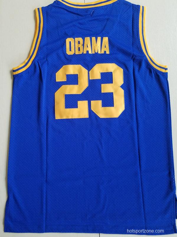 EJ Barack Obama 23 Punahou High Blue Basketbal Jersey