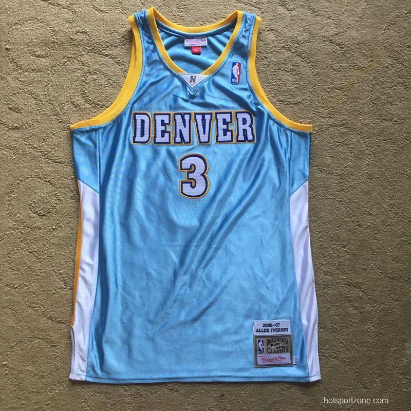 Men's Allen Iverson Sky Blue Retro Classic Team Jersey