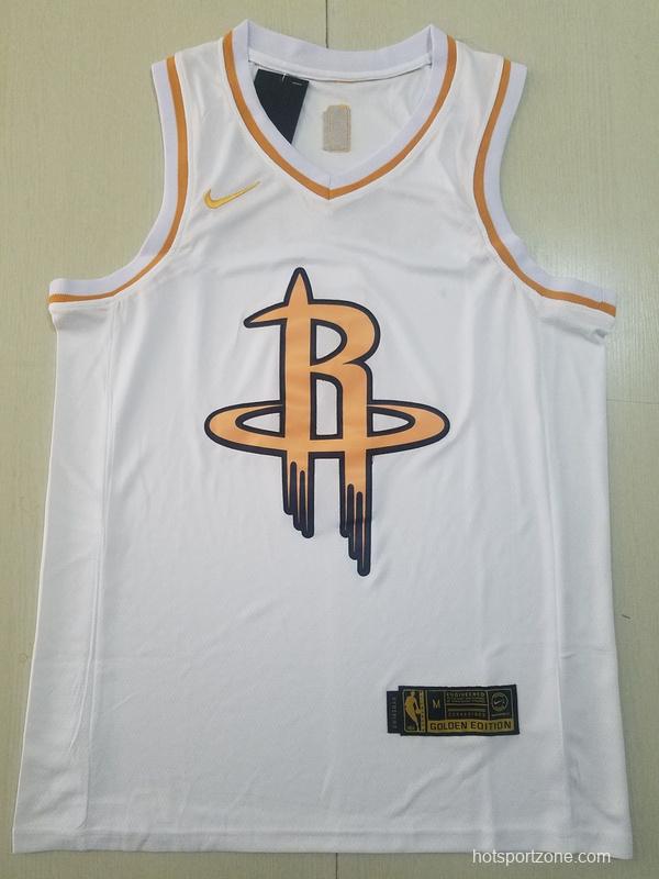 Russell Westbrook 0 White Golden Edition Jersey