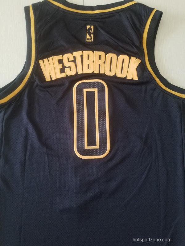 Russell Westbrook 0 Black Golden Edition Jersey