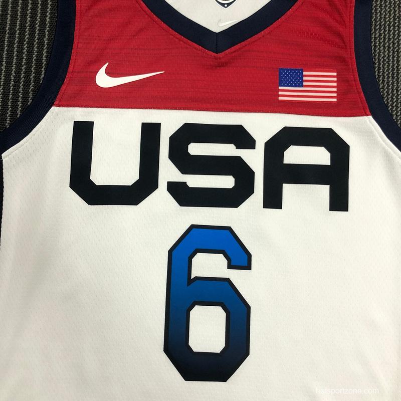 Thai Version Men's Damian Lillard White USA Basketball Player Jersey