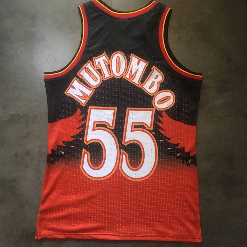 Men's Dikembe Mutombo Black And Red Retro Classic Team Jersey