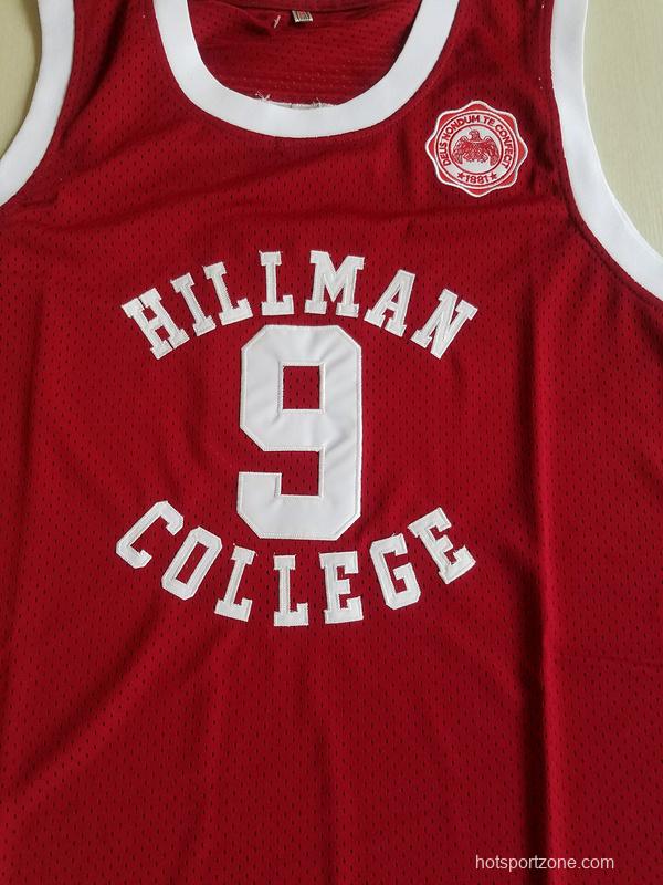 Dwayne Wayne 9 Hillman College Maroon Basketball Jersey with Eagle Patch