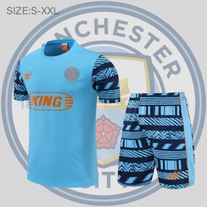 22/23 Manchester City Training Wear Short Sleeve Kit Blue
