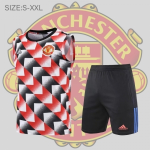 21/22 Manchester United Vest Training Jersey Kit Black And White Plaid
