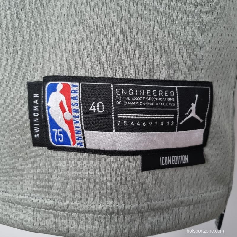 75th Anniversary Curry #30 Brooklyn Nets City Edition Gray NBA Jersey