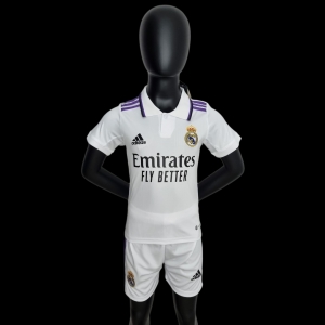 22/23 Kids Kit Real Madrid Home Size 16-28 Soccer Jersey