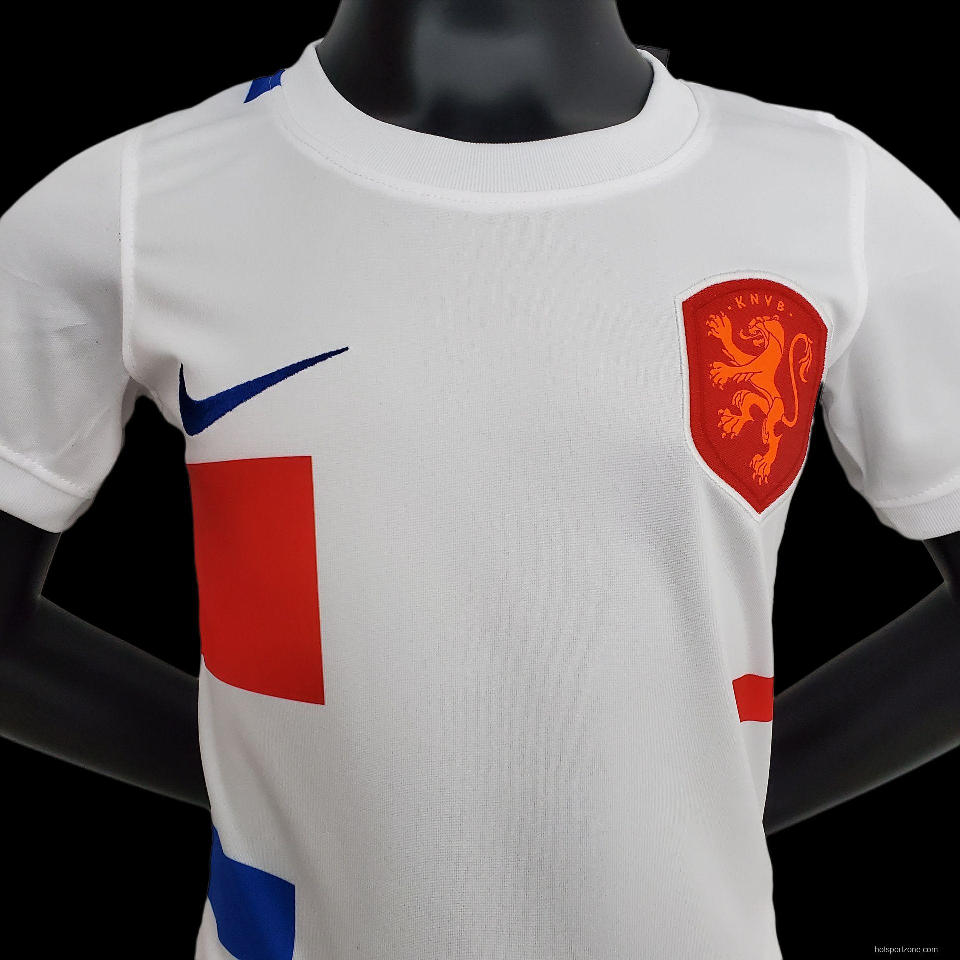 2022 Kids Netherlands Away Size 16-28 Soccer Jersey