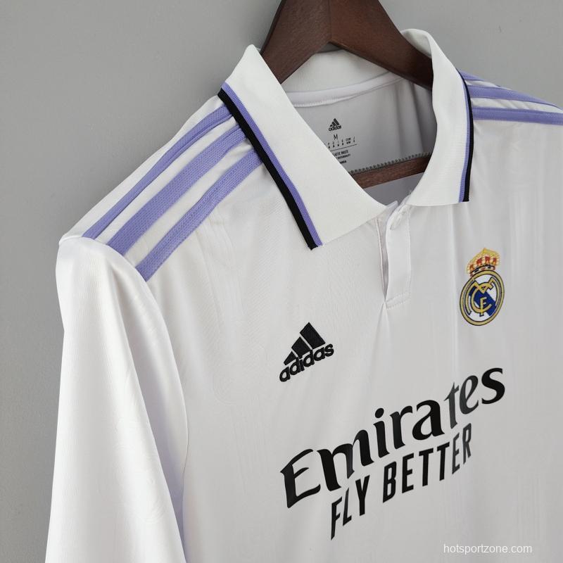 22/23 Long Sleeve Real Madrid Home  Soccer Jersey