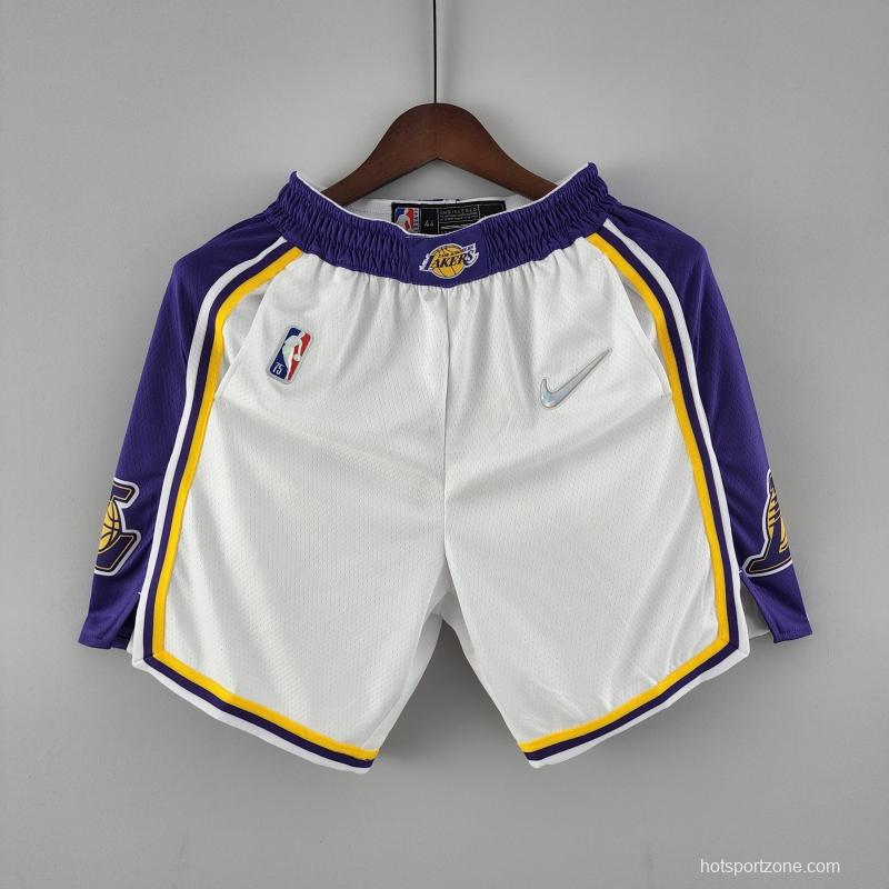 75th Anniversary Los Angeles Lakers White NBA Shorts 