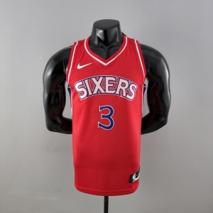 Rookie Philadelphia 76ers Iverson #3 Red NBA Jersey 