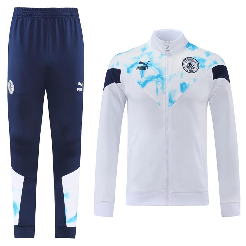2022 Manchester City White Full Zipper Jacket Suit