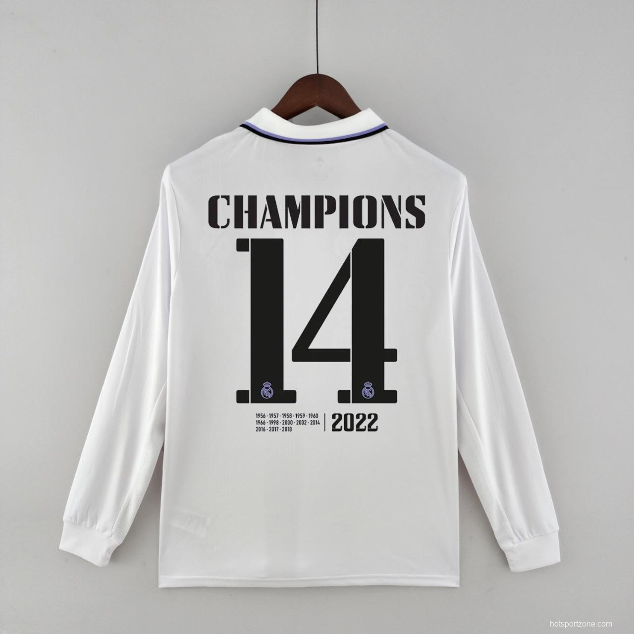 22/23 14 Champions Edition Real Madrid Long Sleeve Home Soccer Jersey