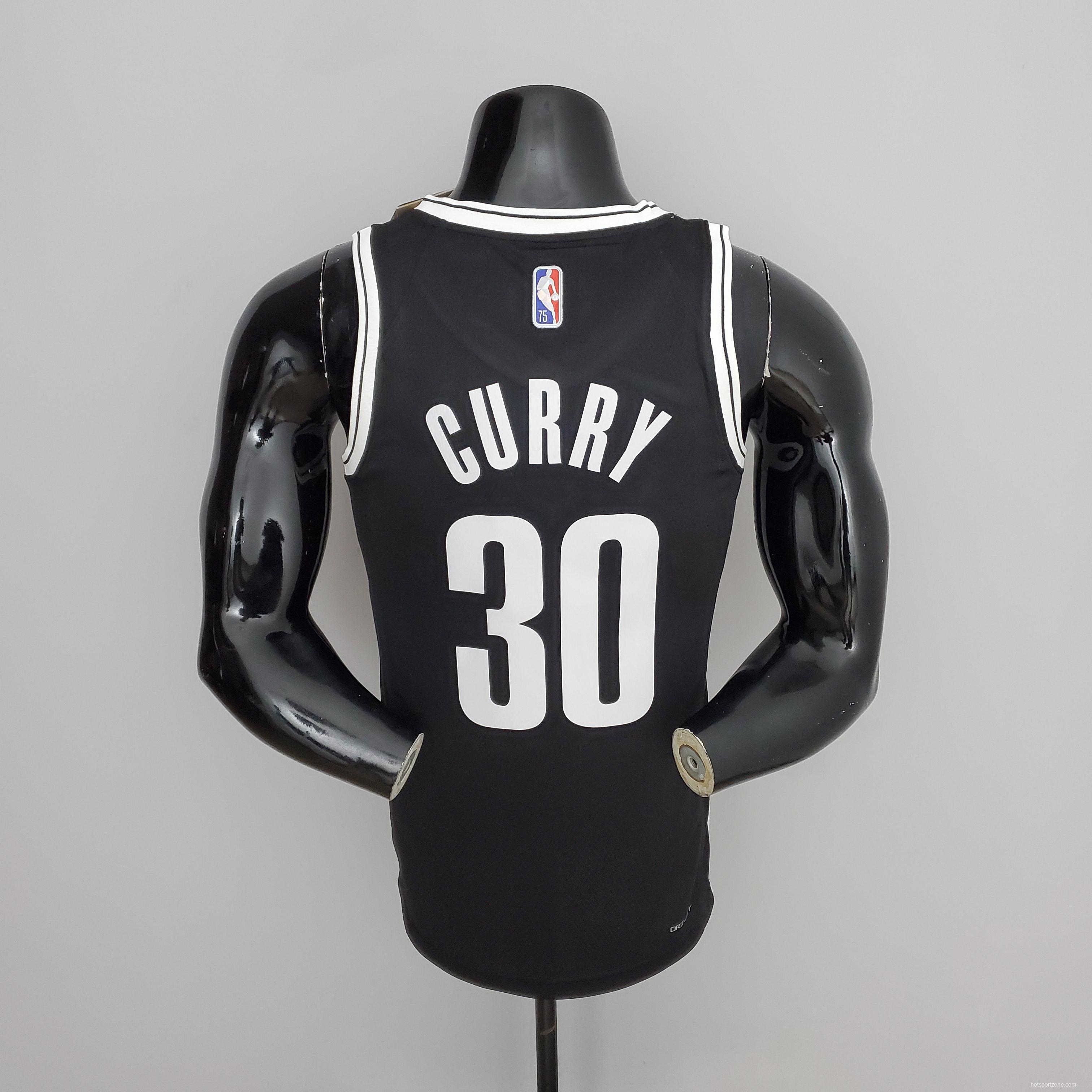 NBA 75th Anniversary Curry #30 Nets Black Jersey