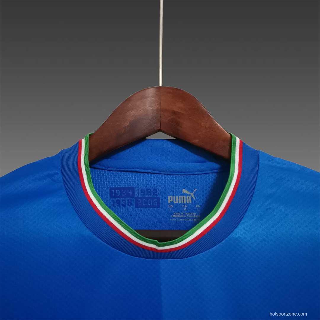 2022 Italy Home Soccer Jersey With Nations League Patch