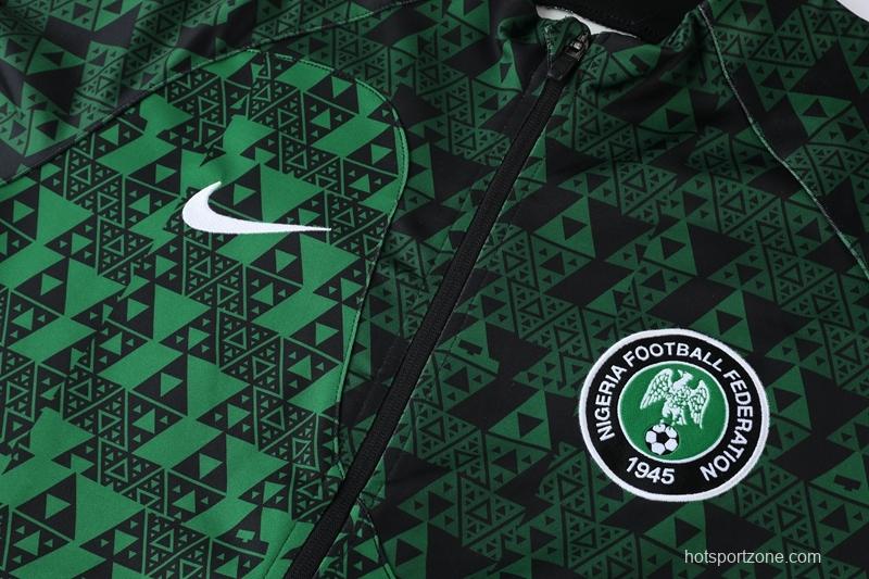 2022 Nigeria Green Full Zipper Jacket+Long Pants