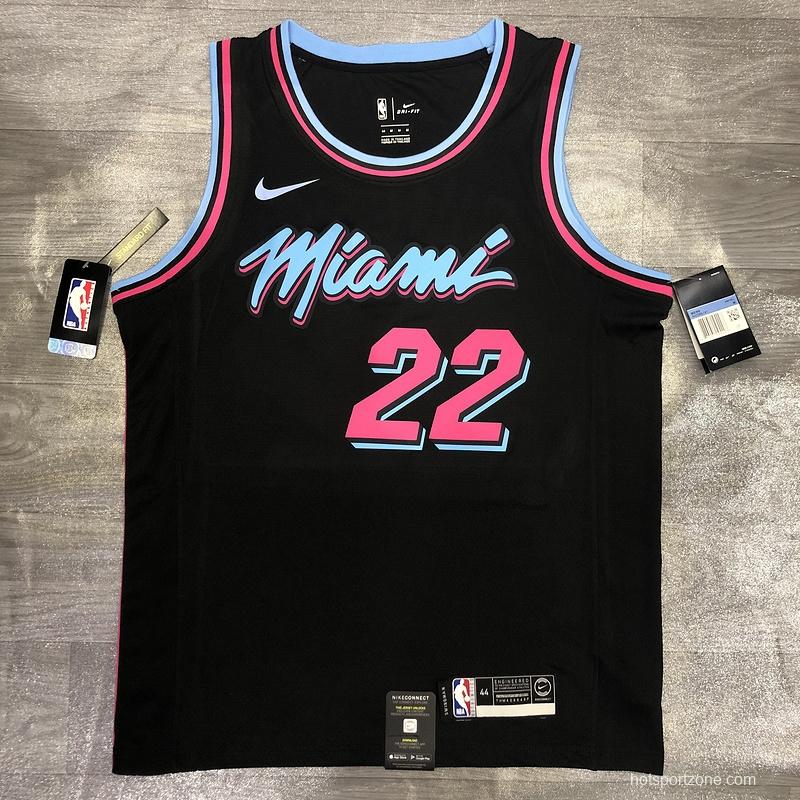 2019-20 NBA Heat Pressed Men's Black Miami Heat #22 Jimmy Butler City Edition Jersey