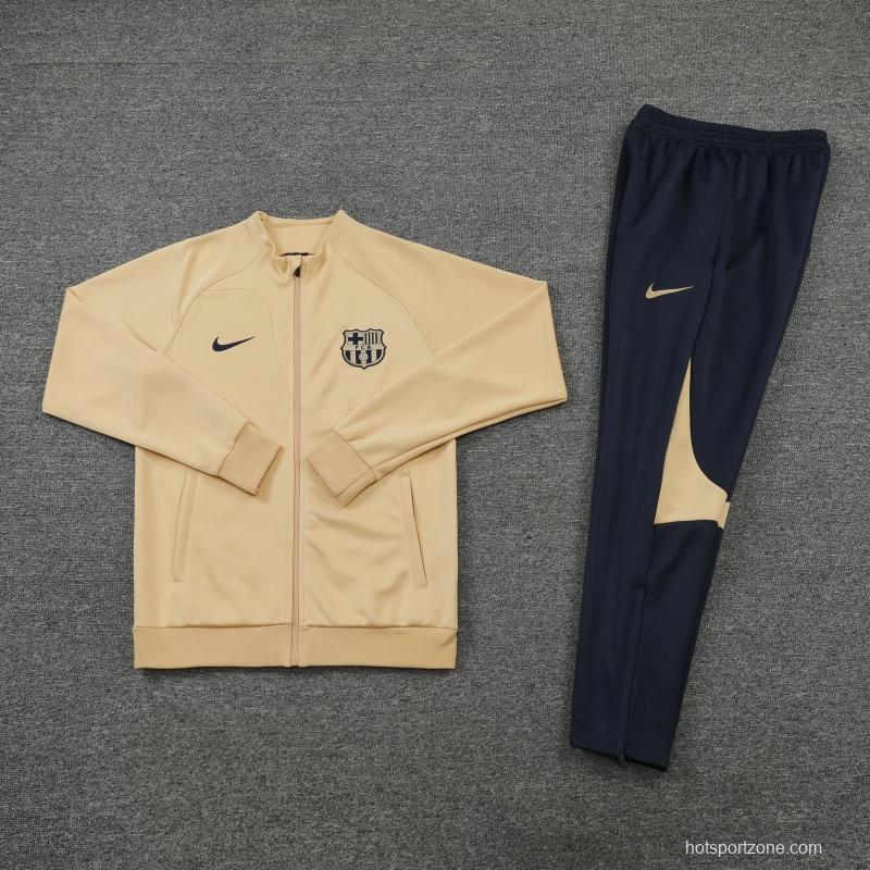 22/23 Barcelona Khaki Full Zipper Jacket+Long Pants