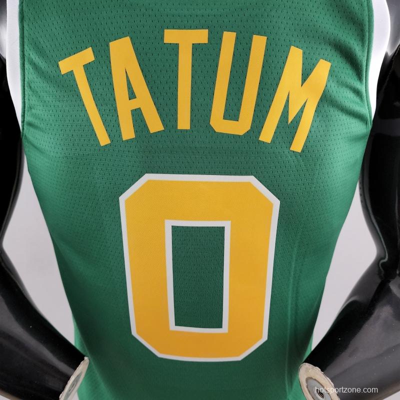 Boston Celtics Tatum #0 Green Gold NBA Jersey