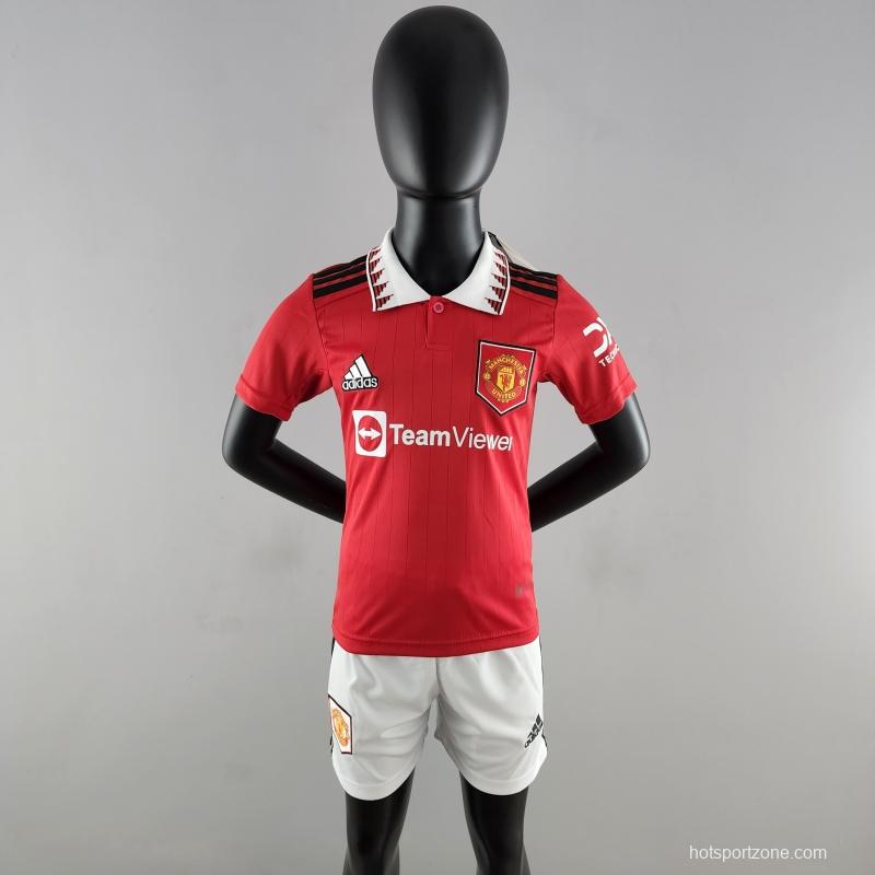 22/23 Kids Manchester United Home SIZE16-28 Soccer Jersey