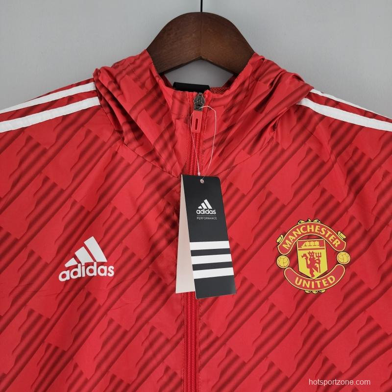 2022 Manchester United Windbreaker Red White Edge