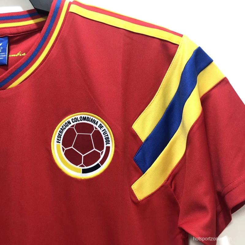 Retro 1990 Colombia Away Red Soccer Jersey