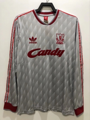 Retro 89/91 Long Sleeve Liverpool Away Soccer Jersey