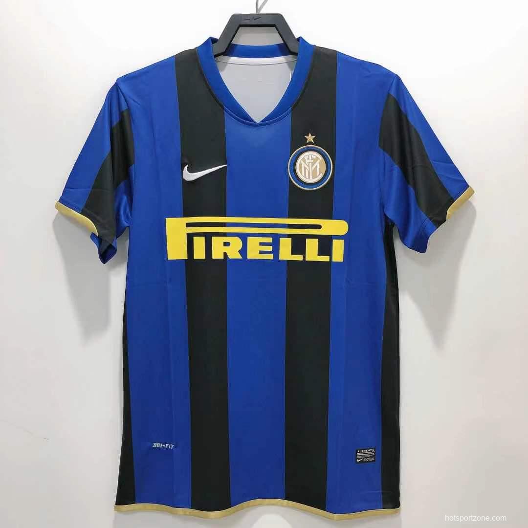 Retro 08/09 Inter Milan Home Champions Version Soccer Jersey