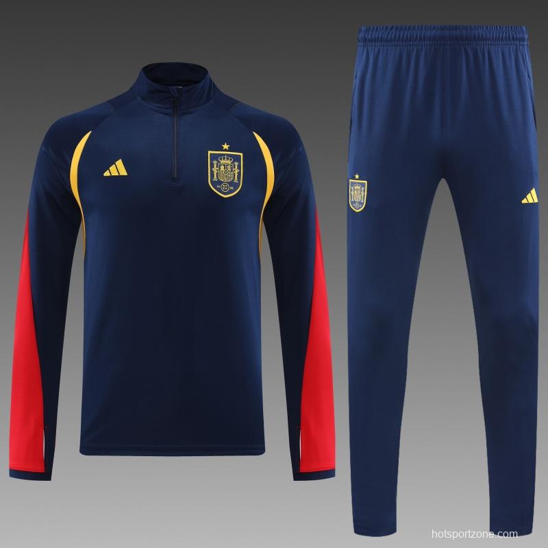 2022 Spain Navy Half Zipper Tracksuit