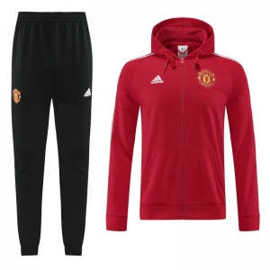 22/23 Manchester United Red Hoodie Full Zipper Tracksuit