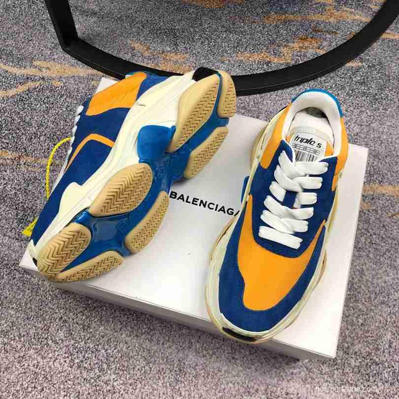 Men Balenciaga Triple-S 2 Navy/Yellow Sneaker