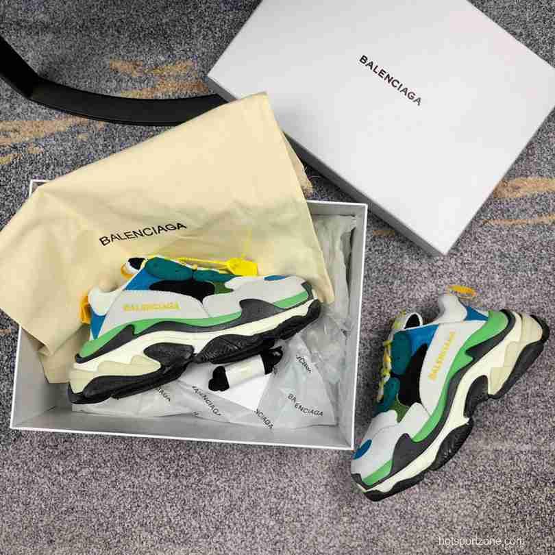 Men Balenciaga Triple-S Sneaker Multi-Color Green/Grey/Blue