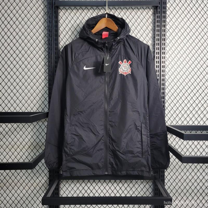 22-23 Corinthians Black Windbreaker With Red Badge