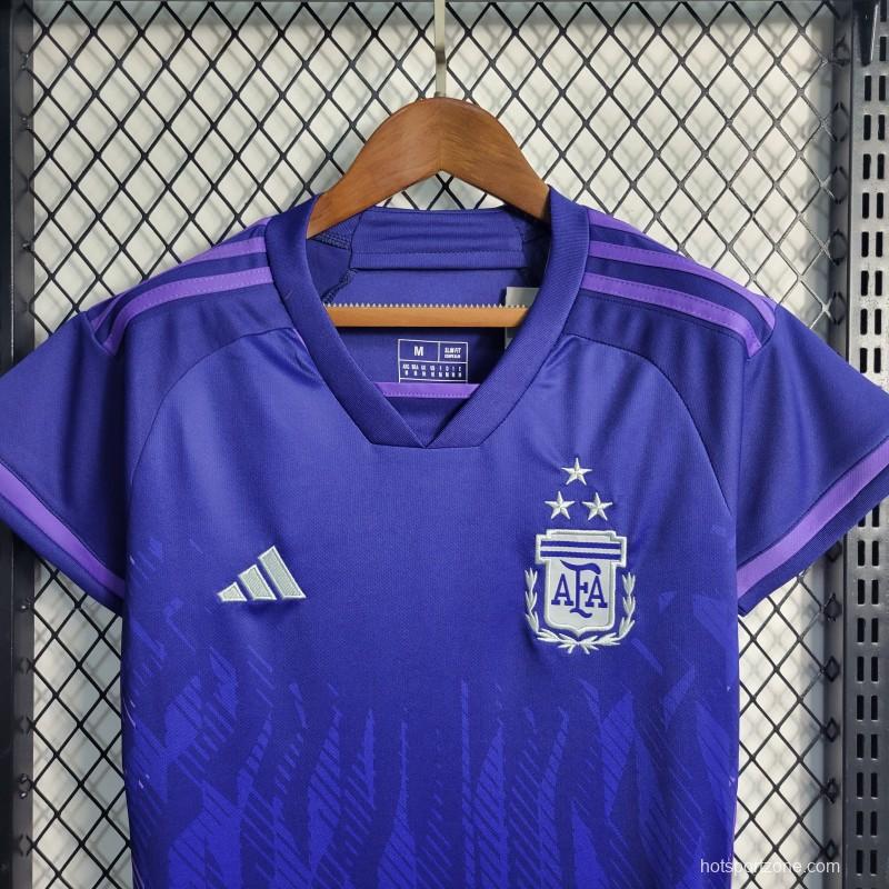 3-Stars Women 2023 Argentina Away Purple Jersey
