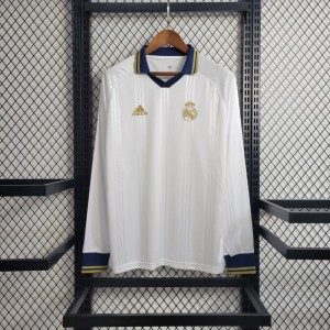 Retro Long Sleeve 2019-20 Real Madrid Training White Jersey