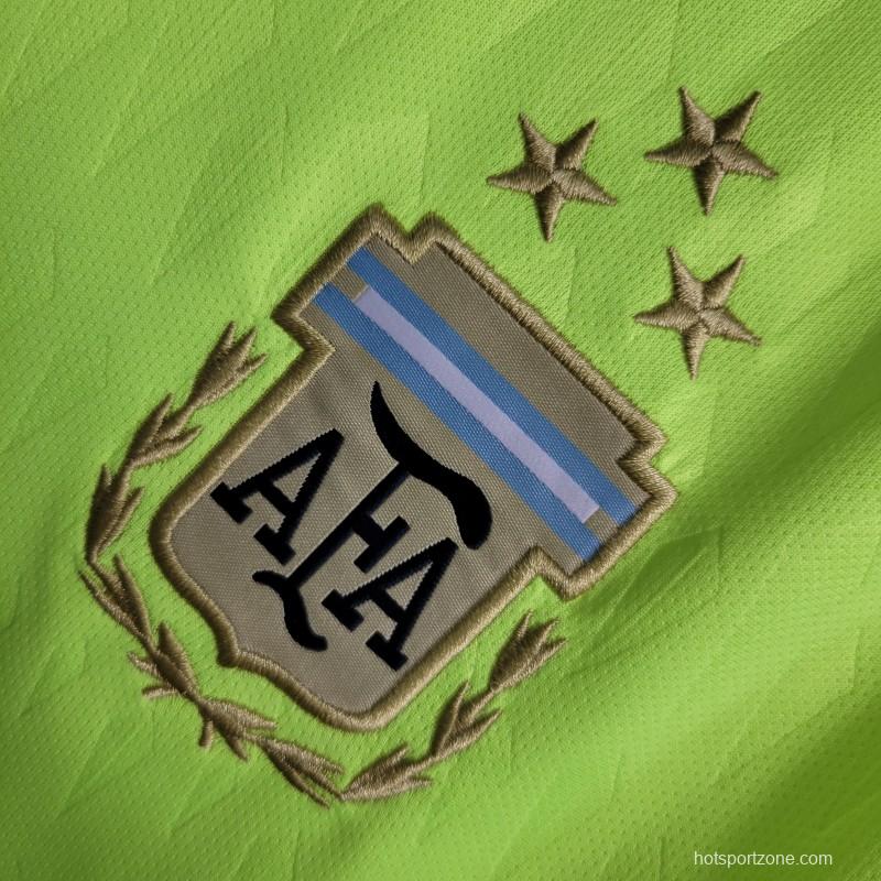 3 Star 2023 Argentina Grass Green Goalkeeper Jersey