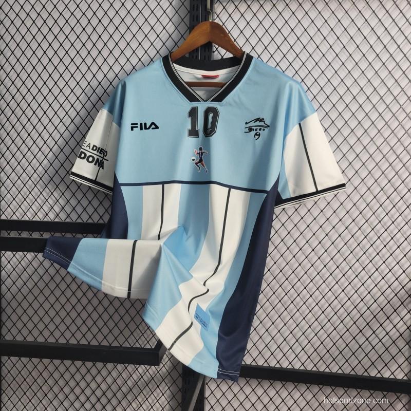 Retro 2001 Argentina Maradona #10 Commemorative Edition Jersey