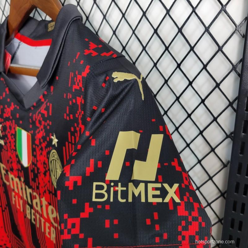 23-24 Kids AC Milan Forth Black/Red Jersey